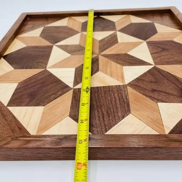 Wood Handcrafted Geometric Pattern Barn Quilt Will Hanging Art Piece - Picture 12 of 16